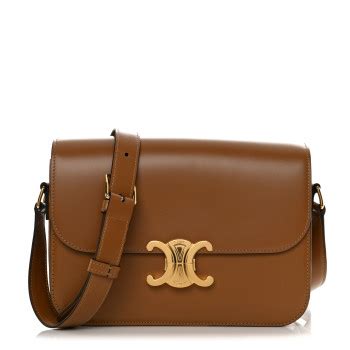 CELINE Shiny Calfskin Medium Triomphe Bronze 